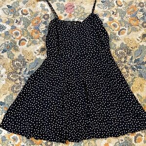 Cotton On Navy & White Polka Dot Mini Dress w Full Skirt & Adjustable Straps